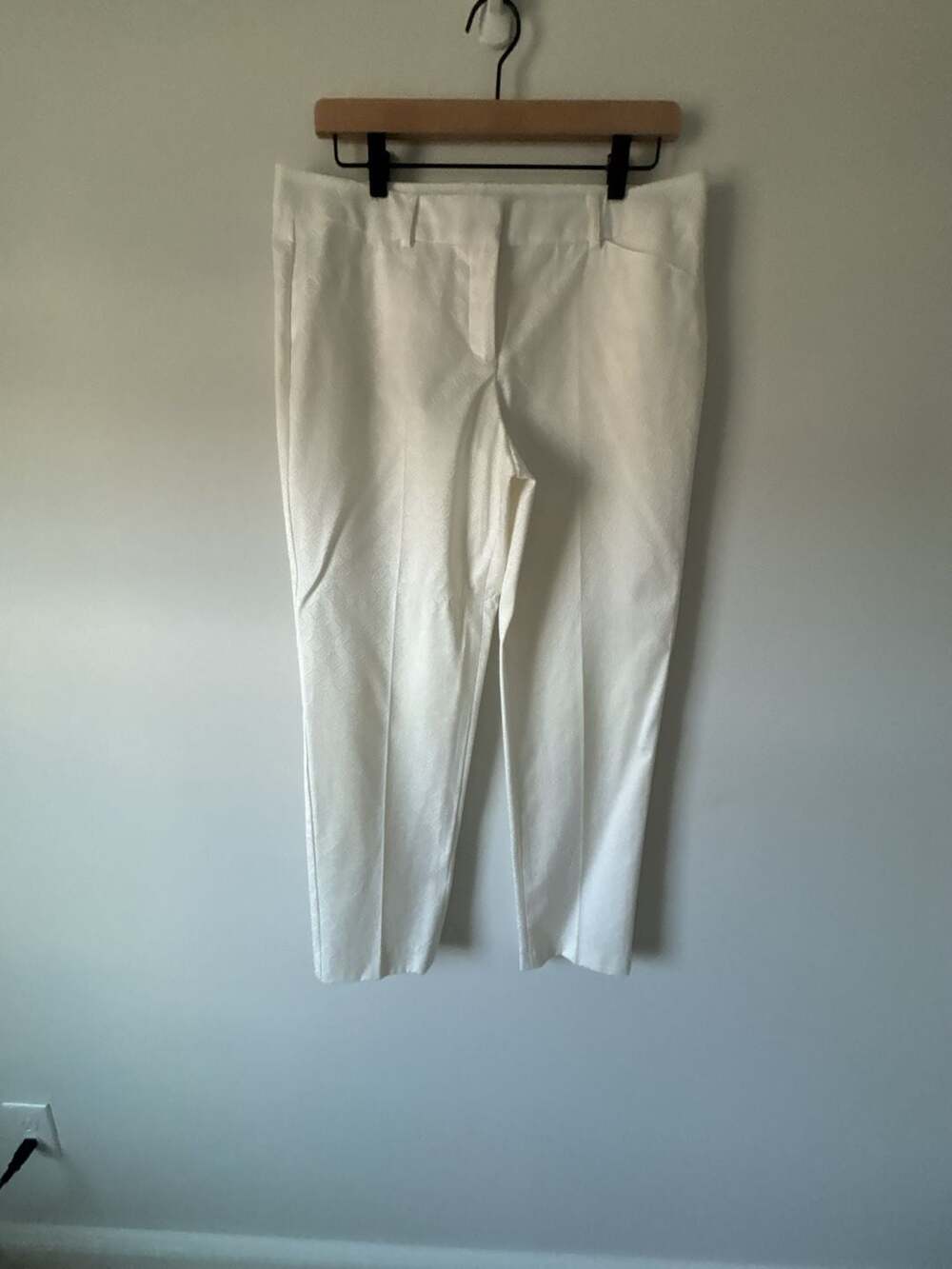 Zac & Rachel White Geometric Pattern Jacquard Ankle Pants Size 10